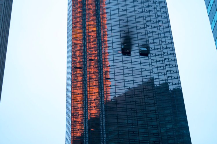 Damage at Trump Tower from the fire that broke out on the 50th floor shortly before 6 p.m. Saturday.