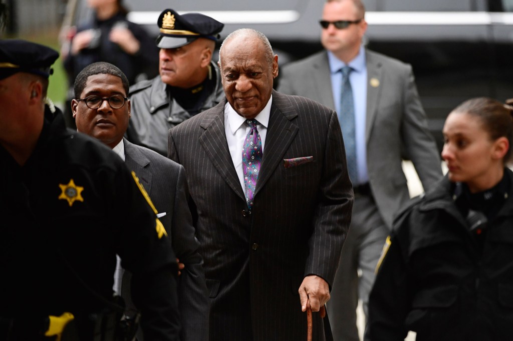 Bill Cosby arrives for his sexual assault trial Monday at the Montgomery County Courthouse in Norristown, Pa.