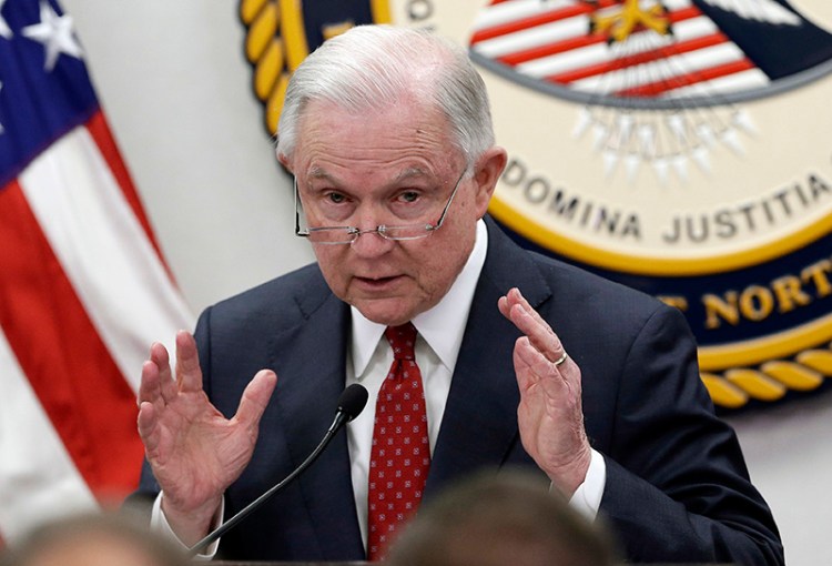 U.S. Attorney General Jeff Sessions speaking in North Carolina on April 17.