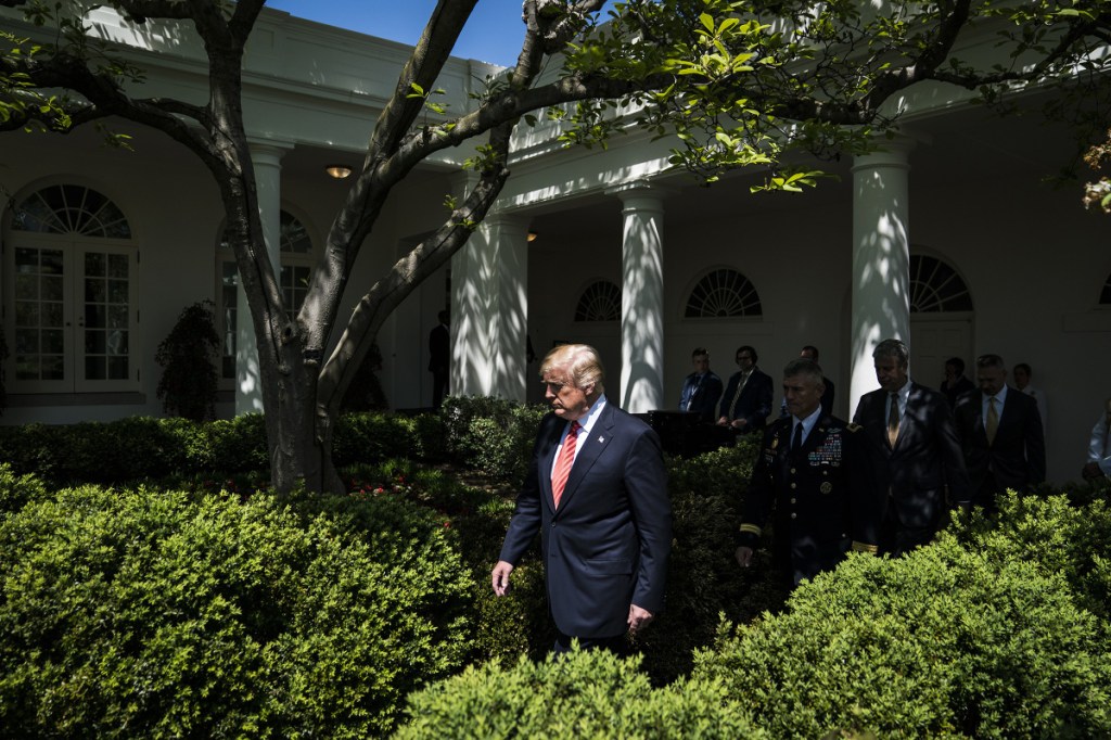 President Trump, seen walking out to the Rose Garden at the White House on Tuesday, has repeatedly decried the investigation as a "witch hunt." MUST CREDIT: Washington Post photo by Jabin Botsford
