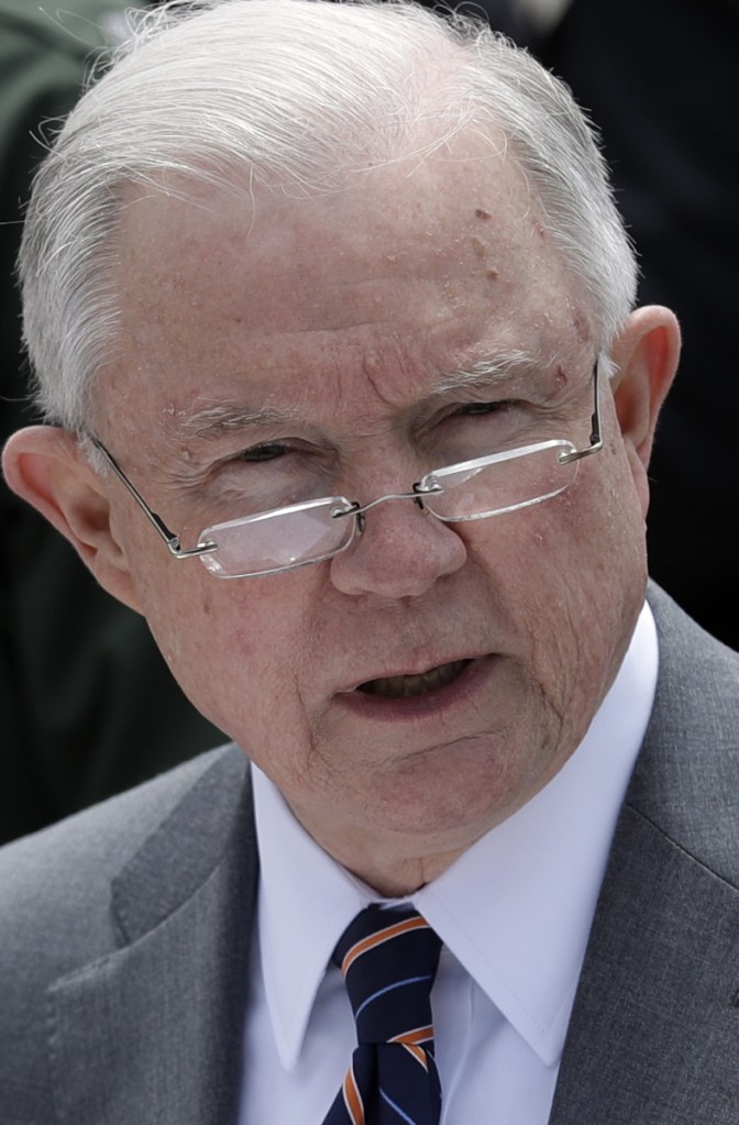 Attorney General Jeff Sessions speaks Monday during a news conference in San Diego.