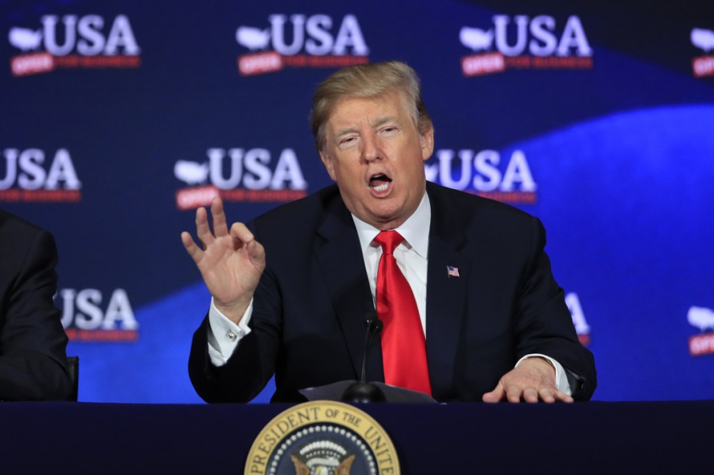 President Trump, seen speaking in Cleveland on Saturday, says he will announce his decision on whether to keep the U.S. in the Iran nuclear deal on Tuesday.