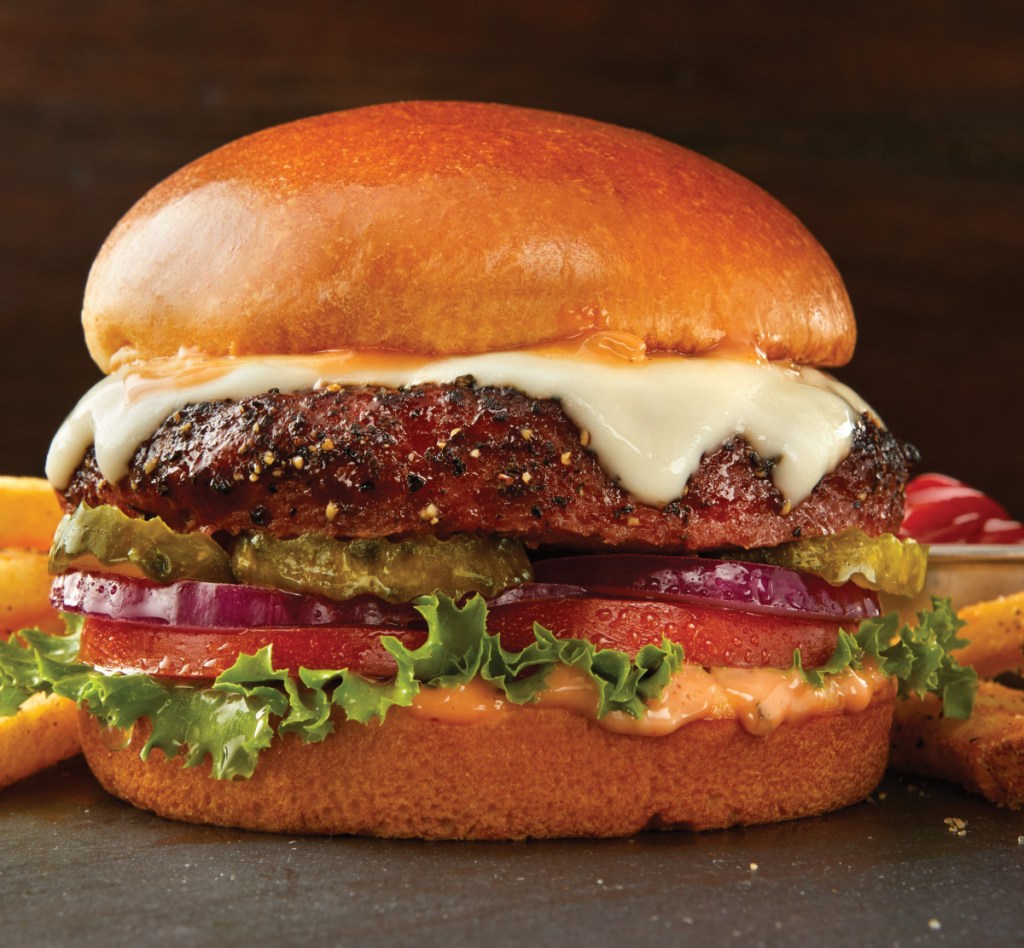 The vegan Beyond Burger is on the menu at 443 TGI Fridays in the U.S. It's topped with dairy-based cheese, but customers can ask for cheese to be left off.