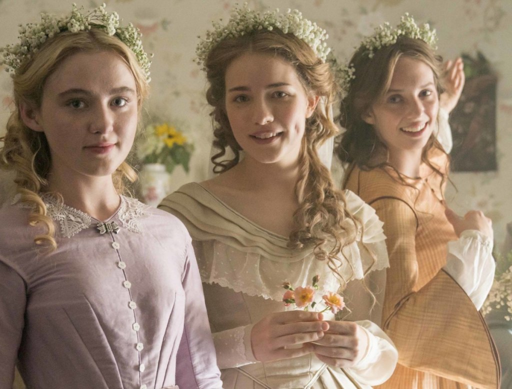 Kathryn Newton, from left, Willa Fitzgerald and Maya Hawke star in "Little Women," airing on PBS on Sundays, May 13 and 20.