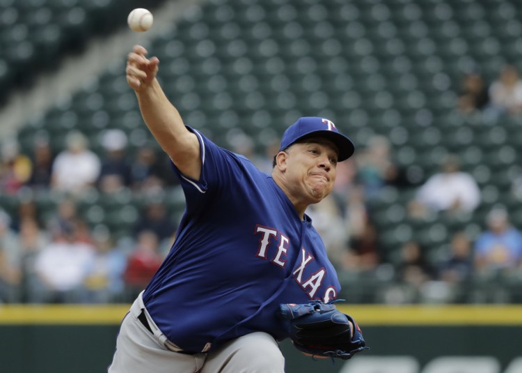 Texas Rangers starter Bartolo Colon beat the Mariners 2-1 on Wednesday, allowing four hits in 7  shutout innings in Seattle. Colon is 2-1 this season as he nears the age of 45.