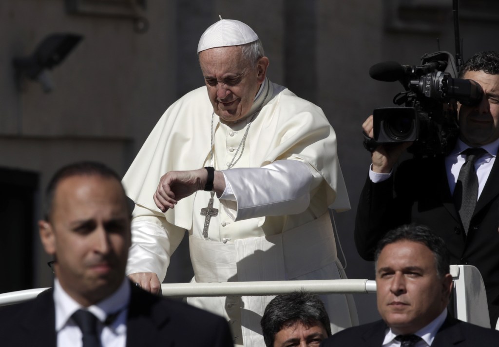 Pope Francis arrives for his weekly general audience in St. Peter's Square at the Vatican, Wednesday. Chileans are expecting resignations after the Pope's summit.