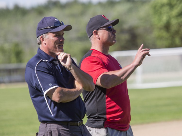 Portland Coach Mike Rutherford, left, and Scarborough Coach Mike D'Andrea agree that Class A South is wide open this season.