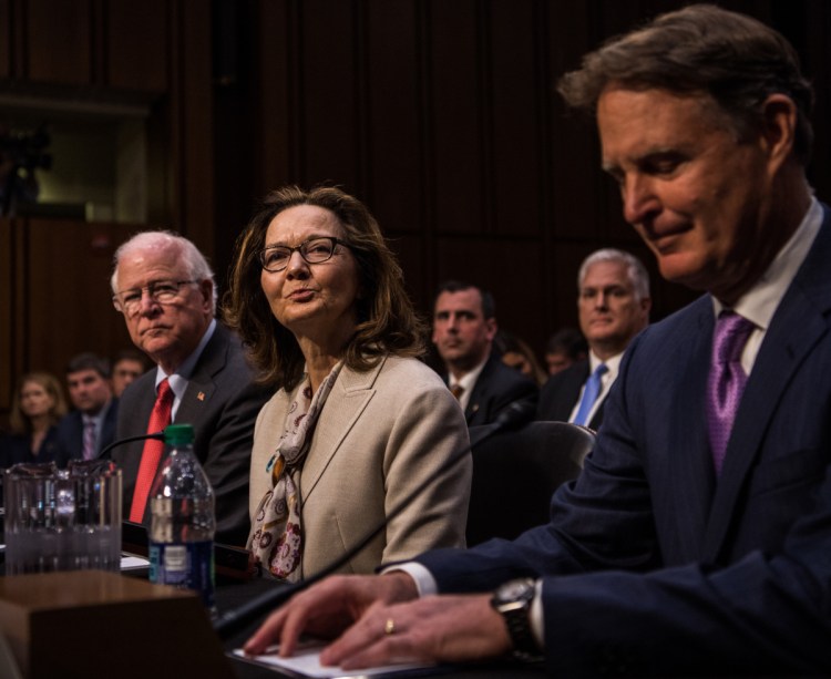 Gina Haspel testifies at a confirmation hearing before the Senate Intelligence Committee on Capitol Hill on Wednesday in Washington, D.C.