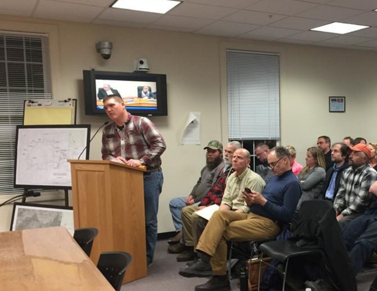 Randy Copp addresses the Windham Town Council in April about his plans to build a quarry near Forest Lake.