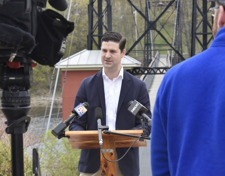 Waterville Mayor Nick Isgro holds a news conference Monday in Waterville, where he made a statement that city councilors were working behind the scenes to craft a budget that would hike property taxes 13 percent, a comment City Manager Mike Roy and Councilor Steve Soule called false.