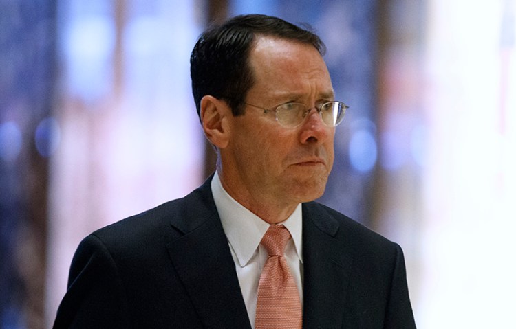 AT&T CEO Randall Stephenson at Trump Tower in New York in January 2017 where he met with President-elect Donald Trump. 