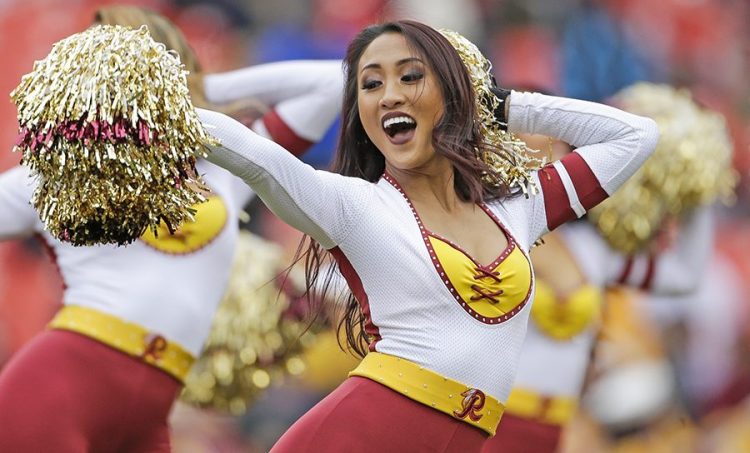 Washington's cheerleaders perform before an NFL game against the Arizona Cardinals on Dec 17, 2017. 