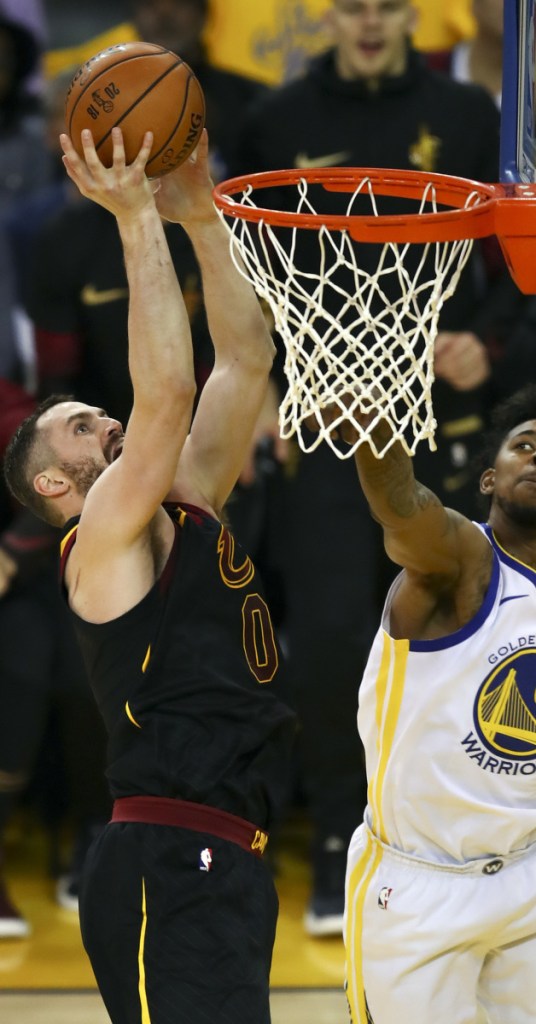 Kevin Love of the Cleveland Cavaliers will be allowed to play in Game 2 when it was determined he came off the bench to contest a call, not get involved in an altercation.