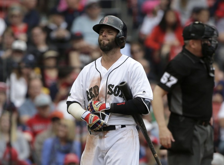 Boston second baseman Dustin Pedroia was placed on the 10-day disabled list on Saturday with a knee injury.