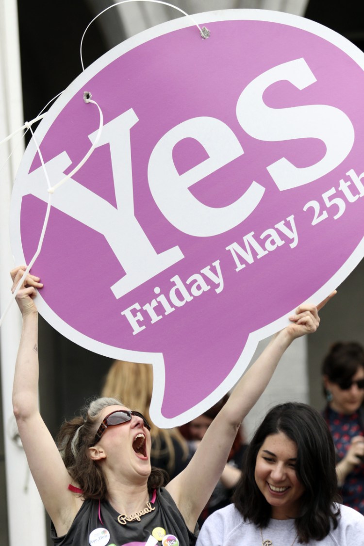 A supporter of repealing Ireland's constitutional ban on abortion reacts as the results of the votes come in at Dublin Castle on May 26. A letter writer urges us to fight efforts to repeal Roe v. Wade.