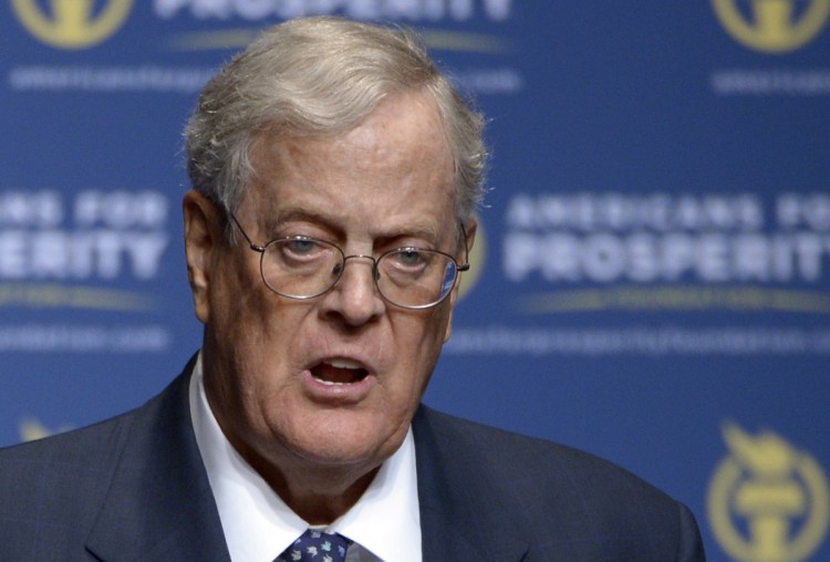 Associated Press/Phelan M. Ebenhack
Americans for Prosperity Foundation Chairman David Koch is stepping down from the Koch brothers network of business and political activities. The 78-year-old cited health reasons in a letter distributed to company officials on Tuesday morning.