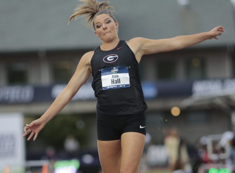 Kate Hall of Casco and the University of Georgia has been working to regain the form she showed last year at the NCAA track and field championships, when she jumped 22 feet, 1 inch to win her first national title. She also won this year's indoor title, and goes for another victory Thursday night in Eugene, Oregon.