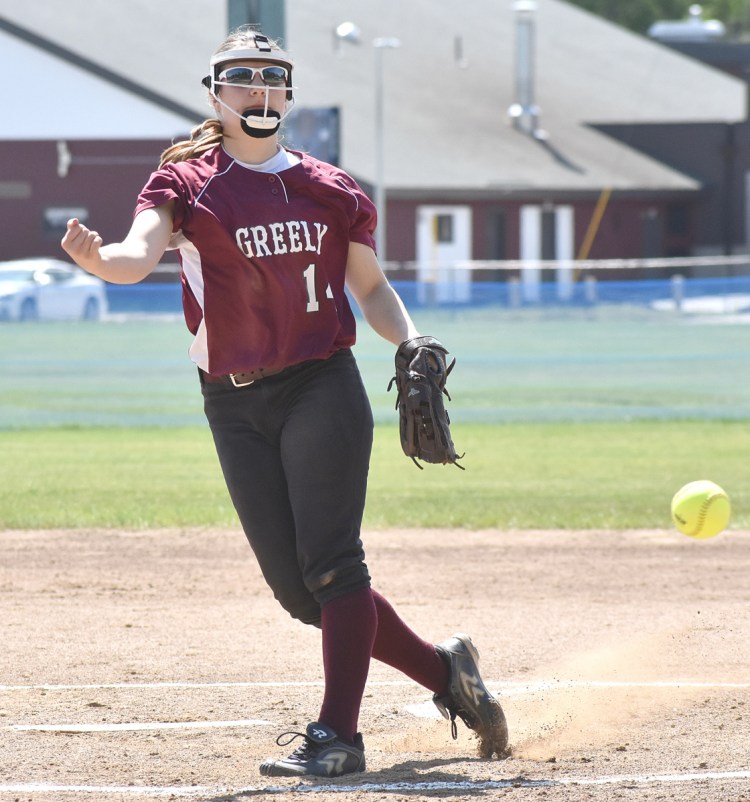Greely pitcher Kelsey Currier held Gray-New Gloucester to two hits Saturday, helping the Rangers advance to the Class B South final with a 1-0 victory.