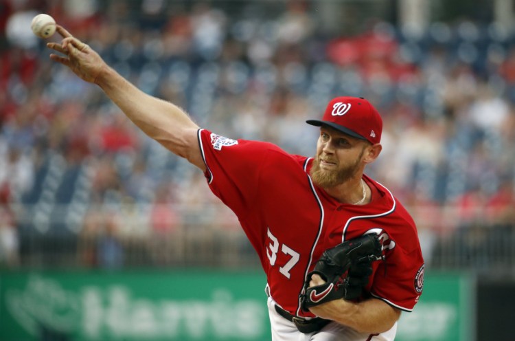 Stephen Strasburg was placed on the disabled list by the Washington Nationals with right-shoulder inflammation.
