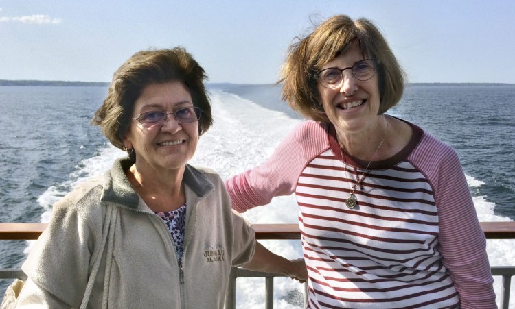 After 50 years of writing letters, pen pals Gigi Davin of Sabattus and Kris Grahn of Oshkosh, Wis., boarded a ferry in Portland last week en route to Nova Scotia.