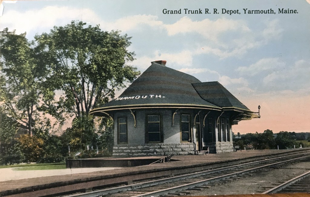 An old postcard shows Yarmouth's Grand Truck Railroad Depot, circa 1910.