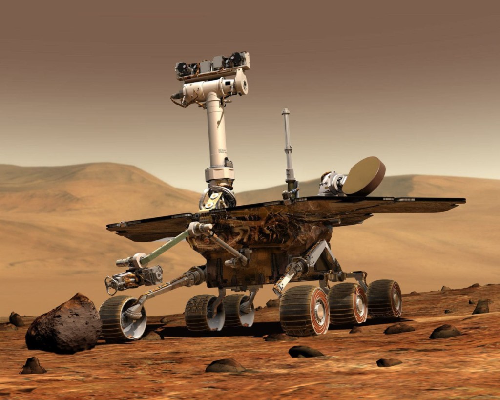 An artist's illustration of NASA's Opportunity rover, which is now immersed in a massive Martian dust storm.