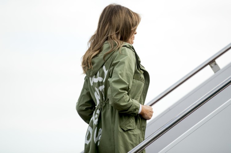 First lady Melania Trump boards a plane at Andrews Air Force Base, Md., on Thursday.