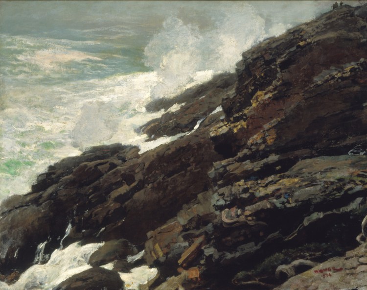 "High Cliff, Coast of Maine," 1894, oil on canvas by Winslow Homer.