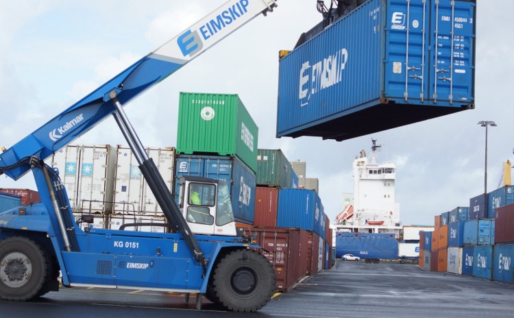 There's still good reason to believe that Portland will attract another cold-storage proposal to complete the multimodal cargo hub centered on Eimskip, whose Reykjavik yard is seen above in 2012.