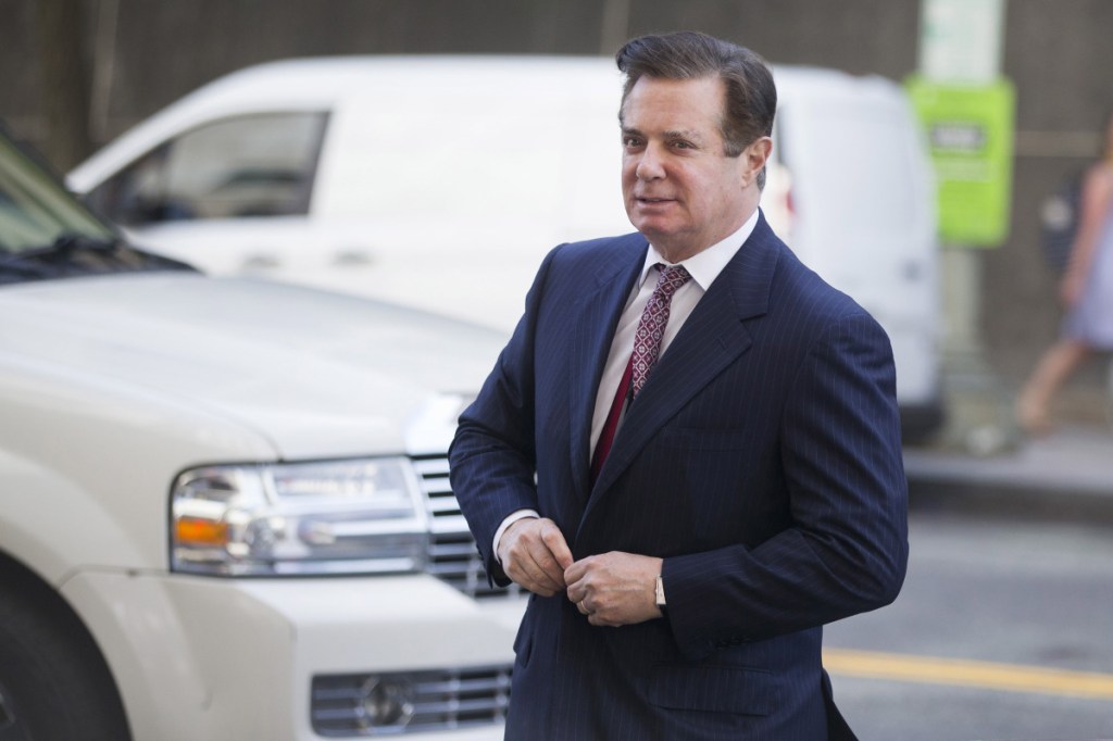 Paul Manafort, who served in 2016 as Donald Trump's campaign manager for three months, arrives at federal court in Washington.