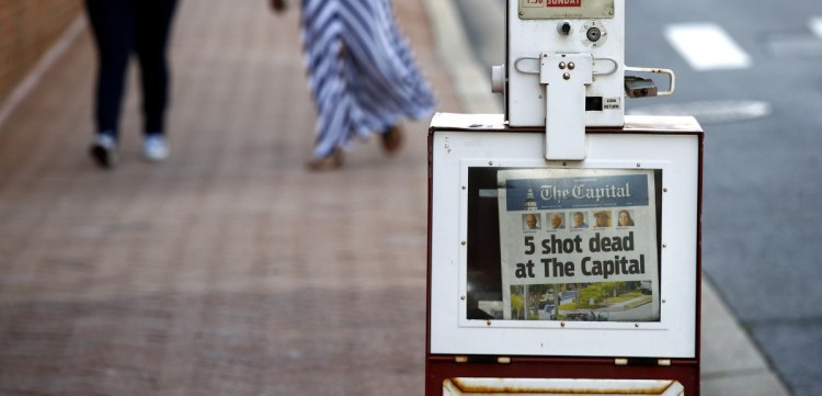 The Capital Gazette in Annapolis, Md., was forced to report its own tragic news Friday, the day after five employees were shot and killed, allegedly by a man who'd waged a vendetta against the newspaper.