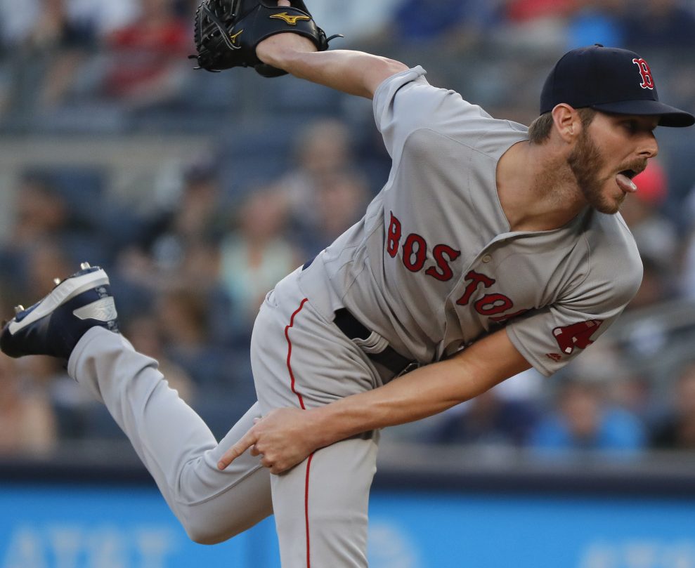 Boston Red Sox starting pitcher Chris Sale delivers against the New York Yankees during the first inning of a baseball game, Saturday, June 30, 2018, in New York. ()