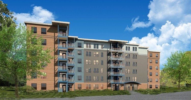 This is one of four, six-story apartment buildings that South Portland developer Vincent Maietta plans to build at 450 Clark’s Pond Parkway, near the Maine Mall. The Residences at Clark’s Pond, a 256-unit complex, received preliminary subdivision approval from the Planning Board on Wednesday.