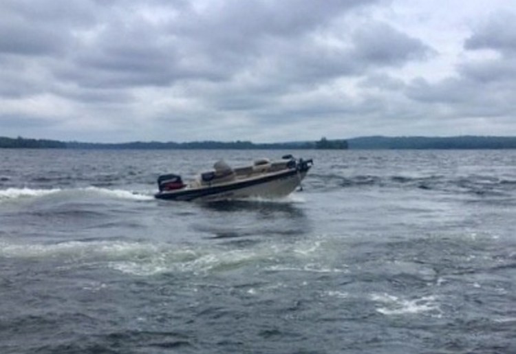 A Maine game warden took this photo of George Bonney's motorboat moving in circles on Great Pond Thursday.