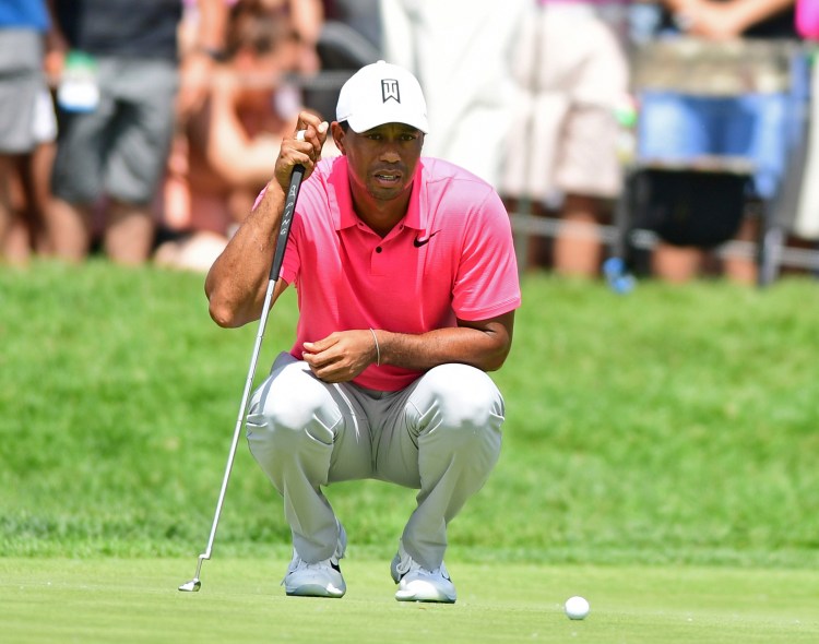 Tiger Woods shot a 68 and is five shots off the lead after the third round of the Memorial. 