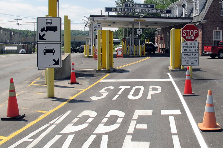 The U.S. border crossing post at the Canadian border between Vermont and Quebec, Canada, at Beecher Falls, Vt., is shown in August 2017. An organization that promotes economic development in areas near the Canadian border is expanding the areas eligible to receive the assistance.

