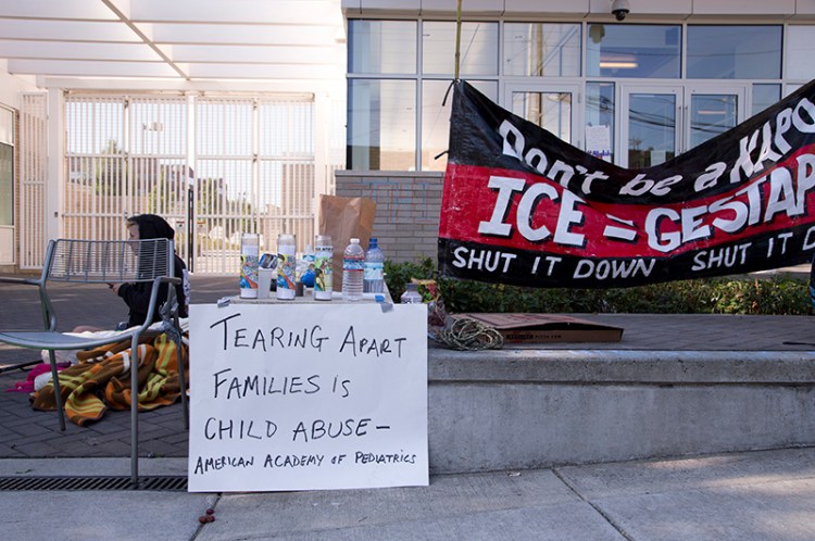 ICE headquarters in Portland, Ore. where round-the-clock vigil was being held on Tuesday.