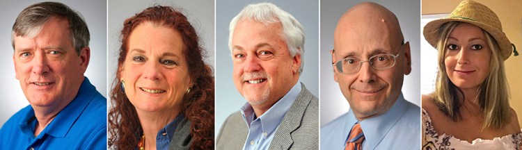 The victims of the shooting in the newsroom of the Capital Gazette in Annapolis. From left, John McNamara, Wendi Winters, Rob Hiaasen, Gerald Fischman and Rebecca Smith. 