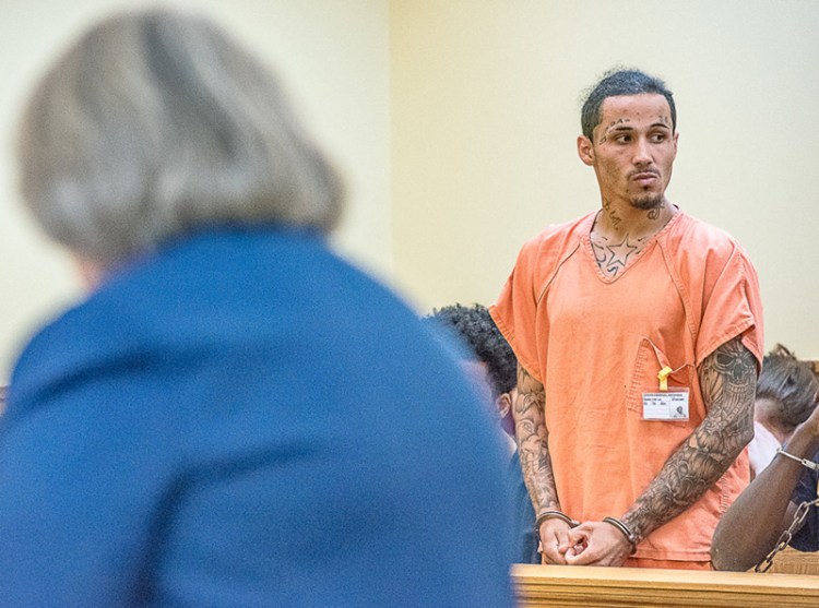 Jordan Waterman makes an appearance in the Lewiston District Court to answer for an elevated aggravated assault charge in connection with Saturday morning's shooting in Lewiston.  