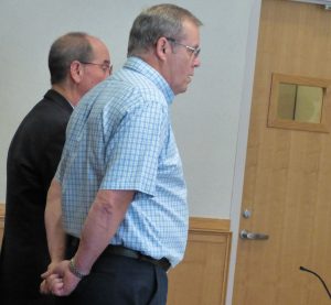 Robert Welch, right, stands with one of his attorneys, Gerard Conley, on Wednesday in West Bath District Court. Welch pleaded guilty to sex crimes against a minor that happened from 2008-17 in Topsham.