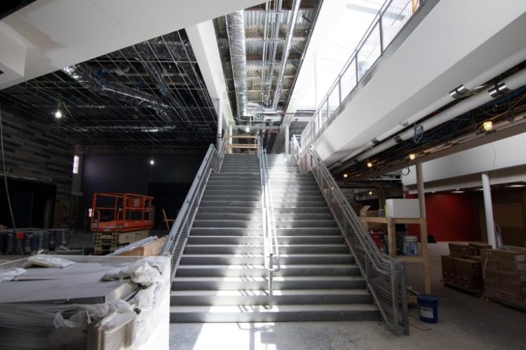 A staircase in the new Sanford High School and Regional Technical Center early in June.