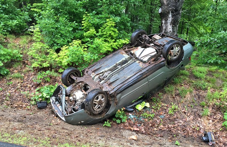 Nicholas Sargent's car struck a rock outcrop, causing it to flip onto its roof Thursday morning, according to the York County Sheriff's Office.


