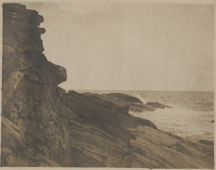 "Cliff at Prouts Neck," ca. 1885, albumen silver print by Winslow Homer.