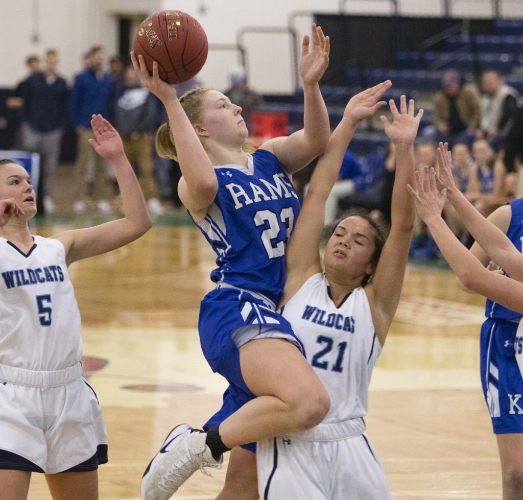 Emily Archibald's freshman season in basketball included a triple-double against Falmouth with 21 points and 10 blocked shots to go with 23 rebounds, which broke the school record for rebounds for the second time in the season.