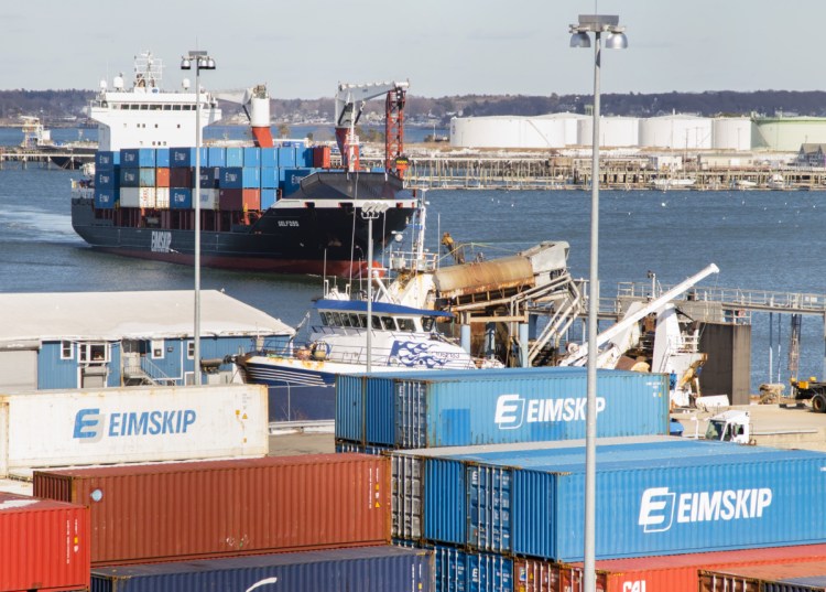 An Eimskip container ship arrives at the port in Portland. A reader says a smaller cold-storage building is more in line with the needs of Eimskip and the port.