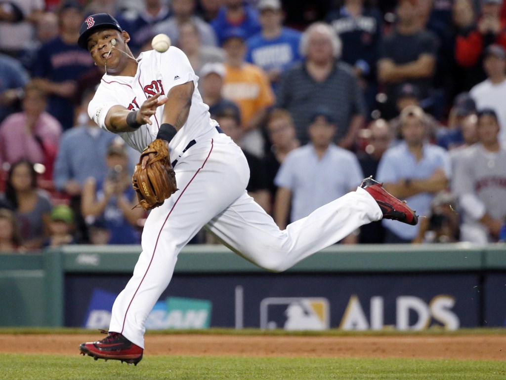 Boston Red Sox third baseman Rafael Devers, who is batting .241 with 14 homers this season, has been placed on the 10-day disabled list. (AP Photo/Michael Dwyer)