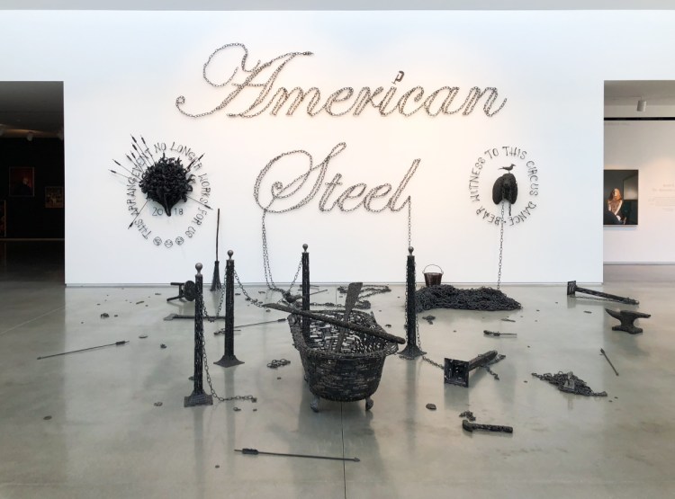 John Bisbee's "American Steel," 2018, forged and welded nails.