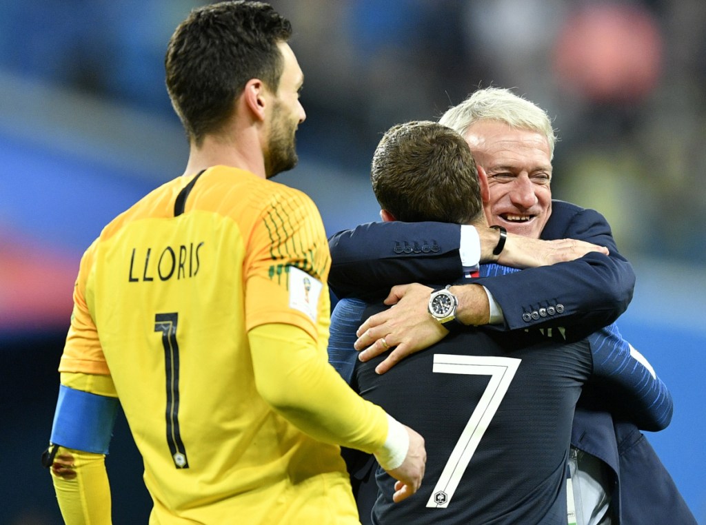 France Coach Didier Deschamps, hugging Antoine Griezmann after the French advanced to the final, placed an emphasis on choosing players who could get along for a month, along with having the necessary talent.