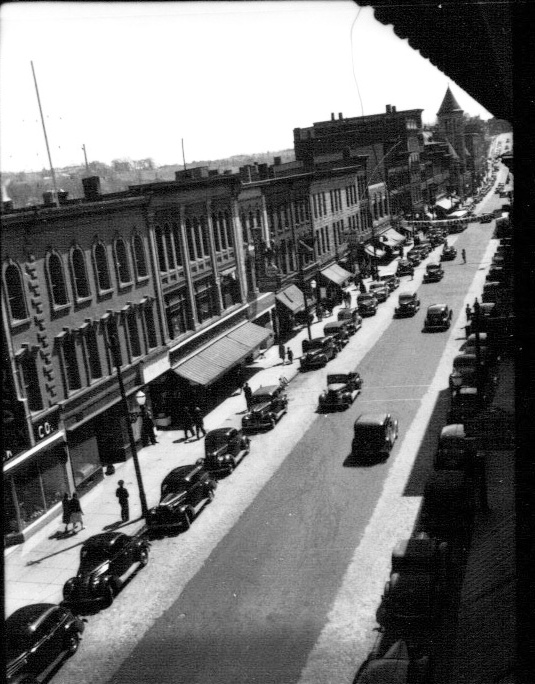 This photo looking south on Water Street in downtown Augusta was taken about 1940. Downtown merchants and leaders of the Augusta Downtown Alliance say restoring two-way traffic will help revitalize the downtown.