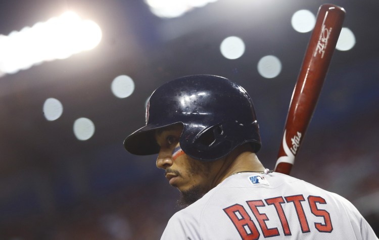 Mookie Betts went 0 for 3 in Tuesday night's All-Star Game in Washington. He struck out twice and was out on a deep fly ball to center. Betts is just the third three-time starter in team history.